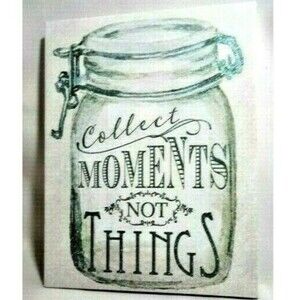 Wire Bail Jar Stretched Canvas Print COLLECT MOMENTS NOT THINGS Green Glitter
